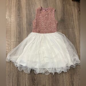 Speechless Kids Pink Sequin & White Lace Dress